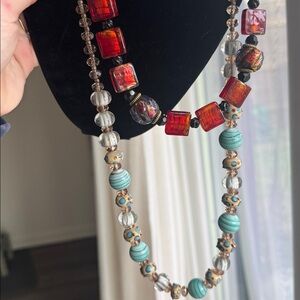 Vintage Handmade Chunky Glass Bead Necklace Lot